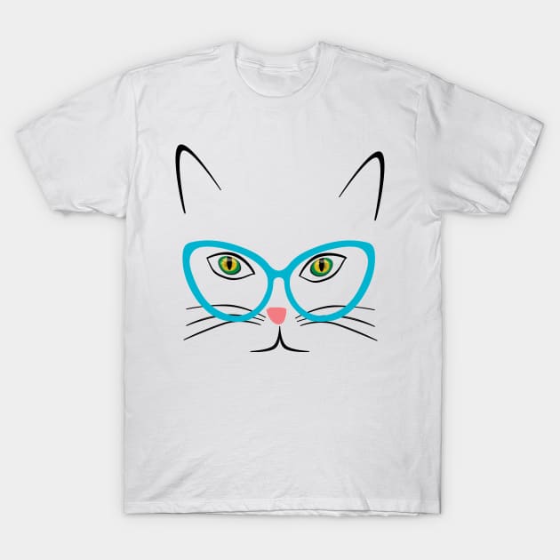 cute cat wearing glasses T-Shirt by shimodesign